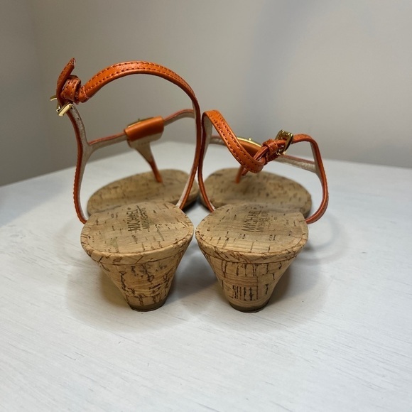 Micheal Kors Orange Leather and Cork Wedge Thong Sandal 9.5 - Picture 10 of 11